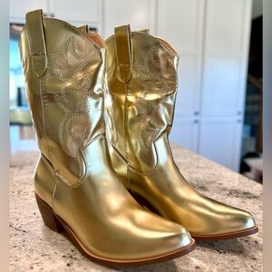 Metallic Gold Women's Western Cowboy Boots